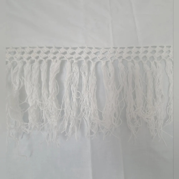 Vintage Handmade Cotton Single Curtain W Yellow Crocheted Daisies 70' W x 69' L‎ - Picture 5 of 7